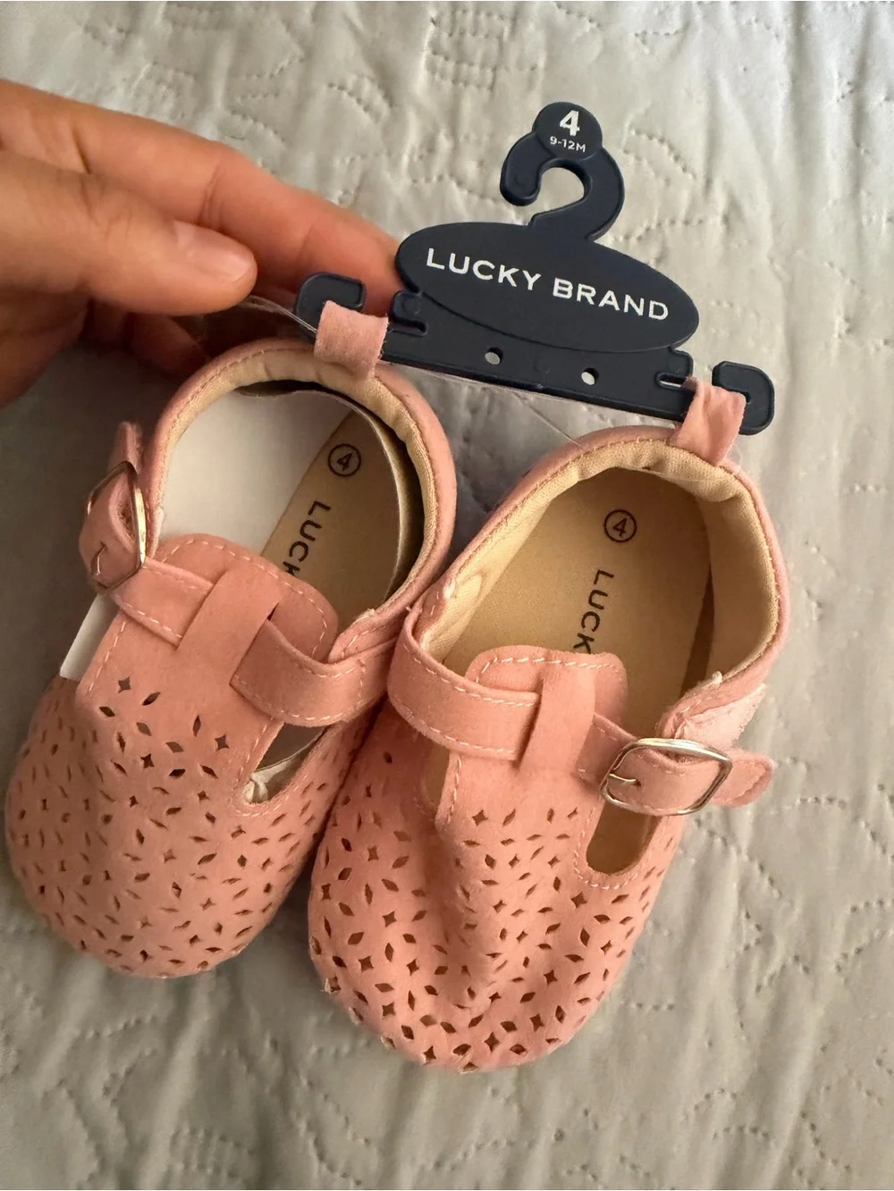 Lucky Brand Baby T-Strap Perforated Pink Shoes